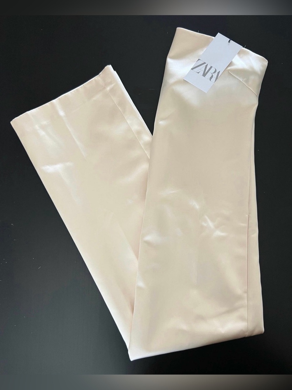 Zara Ivory Satin-Effect Dress